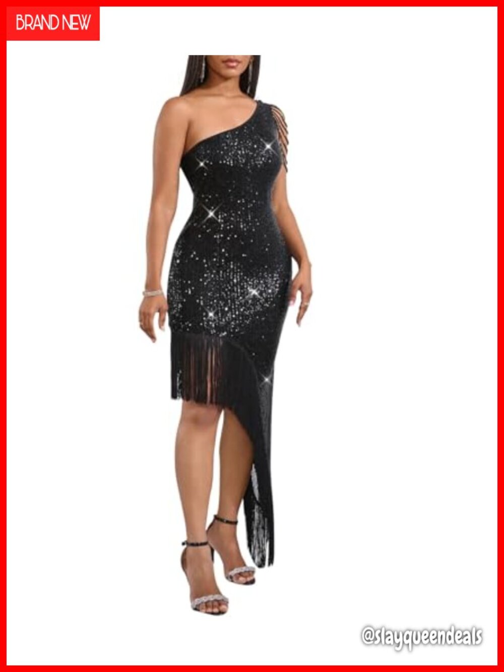 Sequin One Shoulder Mermaid Bodycon Midi Formal Party Dress